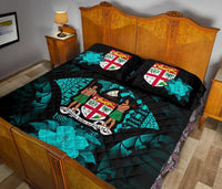 Fiji Polynesian Quilt Bed Set Hibiscus Turquoise - Polynesian Pride