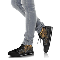 Samoa Polynesian High Top Shoes - Gold Turtle Flowing - Polynesian Pride