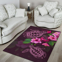 Hawaii Turtle Hibiscus Pink Simple Rug - Polynesian Pride