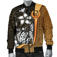 Pohnpei Micronesia Men's Bomber Jackets Gold - Turtle With Hook - Polynesian Pride