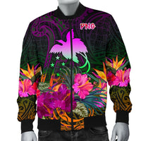Papua New Guinea Men's Bomber Jacket - Summer Hibiscus - Polynesian Pride