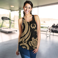 Pohnpei Micronesian Women Racerback Tank - Gold Tentacle Turtle - Polynesian Pride