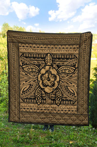 Hawaii Polyensian Turtle Premium Quilt Gold - Polynesian Pride