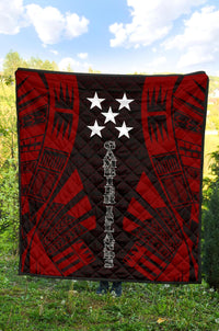 Gambier Islands Premium Quilt - Gambier Islands Flag Polynesian Red Tattoo - Polynesian Pride