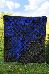 Cook Islands Polynesian Premium Quilt - Blue Turtle - Polynesian Pride