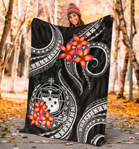 Samoa Polynesian Premium Blanket - White Plumeria - Polynesian Pride