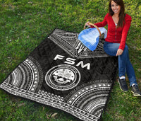 Federated States Of Micronesia Premium Quilt - FSM Seal Polynesian Chief Black Version - Polynesian Pride