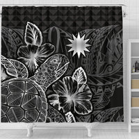Nauru Shower Curtain Turtle Hibiscus Black - Polynesian Pride