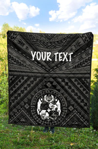 Tonga Personalised Premium Quilt - Tonga Seal With Polynesian Tattoo Style (Black) - Polynesian Pride