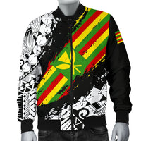 Polynesian Kanaka Flag Men's Bomber Jacket - Nora Style - White - Polynesian Pride