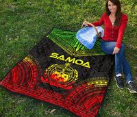 Samoa Premium Quilt - Samoa Coat Of Arms Polynesian Chief Reggae Version - Polynesian Pride