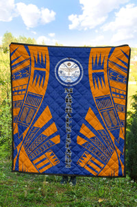 Marshall Islands Premium Quilt - Marshall Islands Seal Polynesian Orange Tattoo - Polynesian Pride