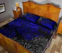 American Samoa Polynesian Quilt Bed Set - American Samoa Blue Seal Turtle - Polynesian Pride