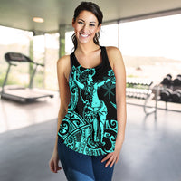 Polynesian Hawaii Women's Racerback Tank - Hula Girl Neon Blue - Polynesian Pride
