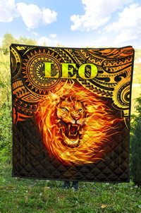 Sun In Leo Zodiac Premium Quilt Polynesian Tattoo Unique Vibes - Polynesian Pride