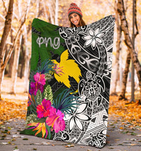 Papua New Guinea Premium Blanket - Turtle Plumeria Banana Leaf - Polynesian Pride