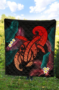 Hawaii Turtle Polynesian Tropical Premium Quilt - Ghia Style Red - Polynesian Pride
