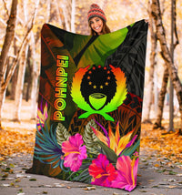 Pohnpei Polynesian Premium Blanket - Hibiscus and Banana Leaves - Polynesian Pride
