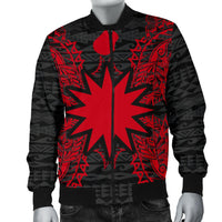 Nauru Polynesian Men's Bomber Jacket Map Red - Polynesian Pride