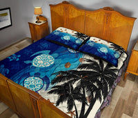 Hawaiian Sea Turtle Symbol Palm Quilt Bed Set - Polynesian Pride