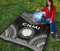 Northern Mariana Islands Premium Quilt - CNMI Seal Polynesian Chief Black Version - Polynesian Pride