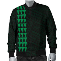 Hawaii Kakau Polynesian Three Turtles Map Men's Bomber Jacket - Green - Polynesian Pride