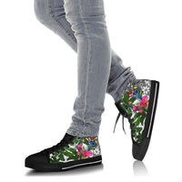 Cook Islands High Top Shoes White - Turtle Plumeria Banana Leaf - Polynesian Pride