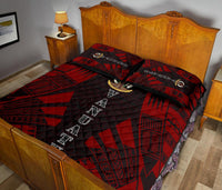 Vanuatu Quilt Bed Set - Vanuatu Coat Of Arms Red Tattoo Style - Polynesian Pride