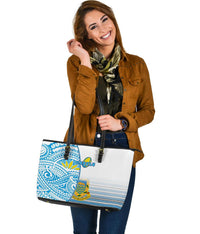 Tuvalu Rugby Large Leather Tote Special - Polynesian Pride