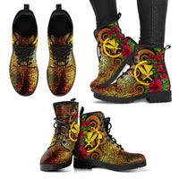Hawaii Polynesian Leather Boots - Hibiscus Vintage - Polynesian Pride