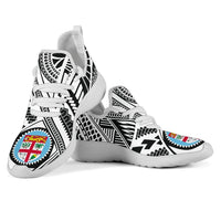 Fiji Polynesian Tattoo Mesh Knit Sneakers White - Polynesian Pride