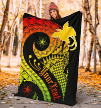 Papua New Guinea Personalised Premium Blanket - PNG Bird And Polynesian Decorative Pattern - Polynesian Pride