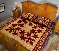 Hawaiian Quilt Pattern Wreath Quilt Bed Set - Polynesian Pride
