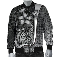 Polynesian Hawaii Men Bomber Jacket White - Turtle with Hook - Polynesian Pride