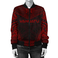 Vanuatu Polynesian Chief Women'S Bomber Jacket - Red Version - Polynesian Pride
