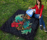 Hawaiian Plumeria Hibiscus Anchor Galaxy Premium Quilt - Polynesian Pride