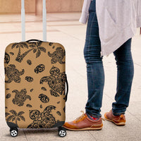 Polynesian Turtle Palm And Sea Pebbles Gold Luggage Covers - Polynesian Pride