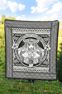 Hawaii Polynesian Pele Kanaka Premium Quilt White - Polynesian Pride