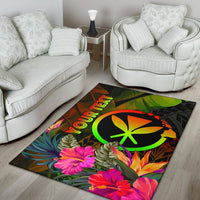 Polynesian Hawaii Kanaka Maoli Polynesian Personalised Area Rug - Hibiscus and Banana Leaves - Polynesian Pride