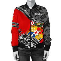 Tonga Women'S Bomber Jacket Polynesian Style Fall In The Wave - Polynesian Pride