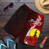New Caledonia Polynesian Custom Personalised Men's Shorts - Coat Of Arm With Hibiscus - Polynesian Pride