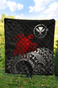 Hawaii Polynesian Premium Quilt - Kanaka Maoli & Red Turtle - Polynesian Pride