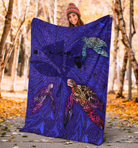 Hawaii Map Kanaka Turtle Premium Blanket - Volcano Style - Galaxy - Polynesian Pride