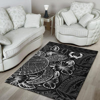 Pohnpei Area Rugs Turtle Hibiscus Black - Polynesian Pride