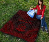 Vanuatu Premium Quilt - Vanuatu Coat Of Arms Polynesian Chief Red Version - Polynesian Pride