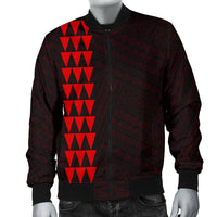 Hawaii Kakau Polynesian Anchor Map Men's Bomber Jacket - Red - Polynesian Pride