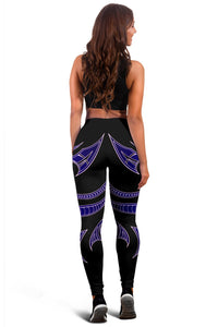 Hawaii Tribal Polynesian Women's Leggings - Blue - Juno Style - AH - Polynesian Pride