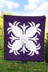 Hawaiian Premium Quilt Royal Pattern - Purple - A2 Style - Polynesian Pride