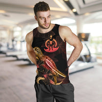 Vanuatu Men Tank Top - Turtle With Blooming Hibiscus Gold - Polynesian Pride