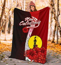 New Caledonia Polynesian Premium Blanket - Coat Of Arm With Hibiscus - Polynesian Pride